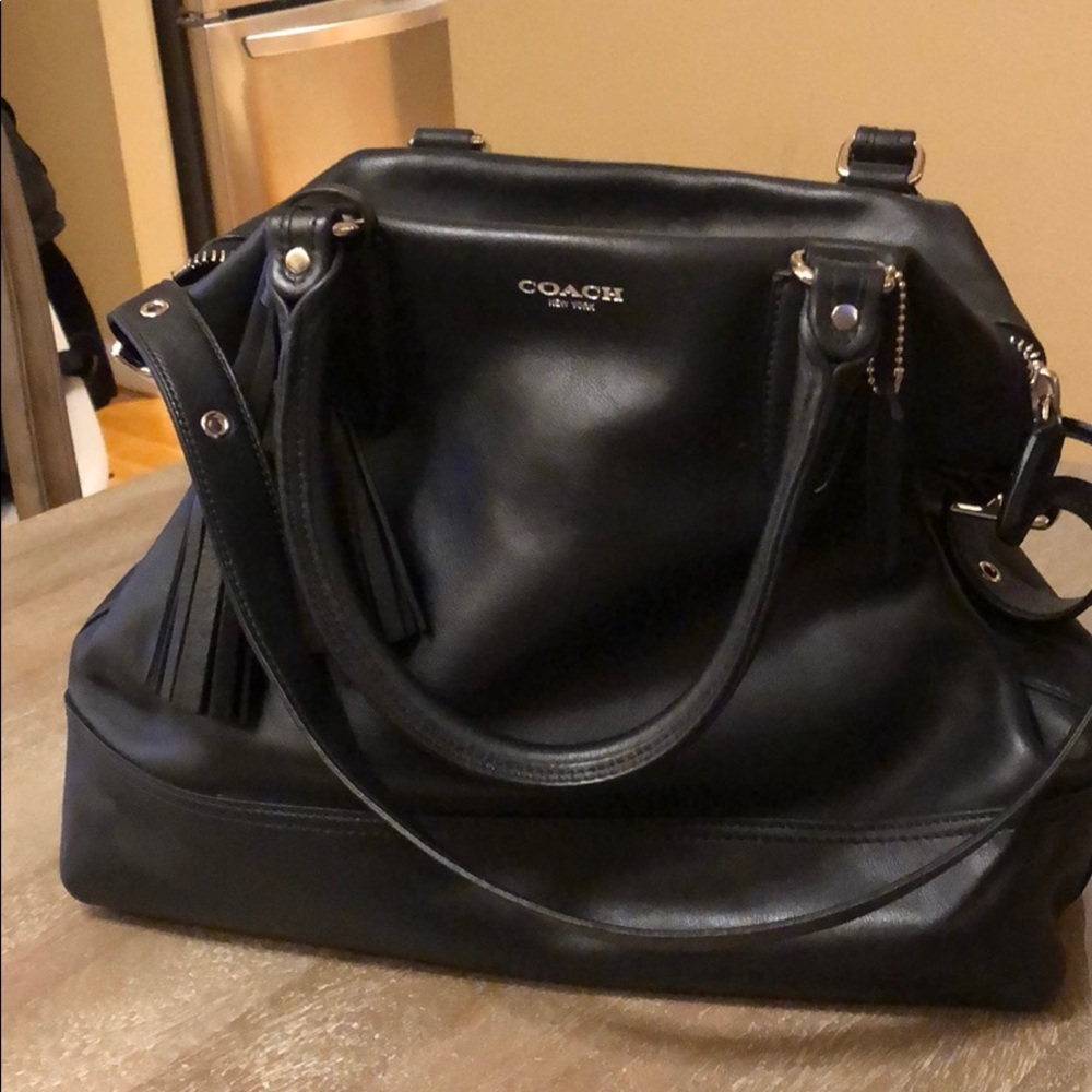 Coach black leather satchel